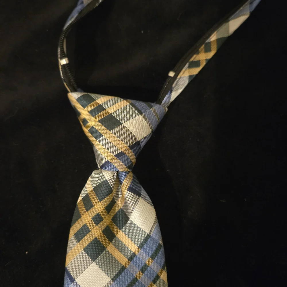 Blue and Yellow Plaid Kids's Tie Size M/L